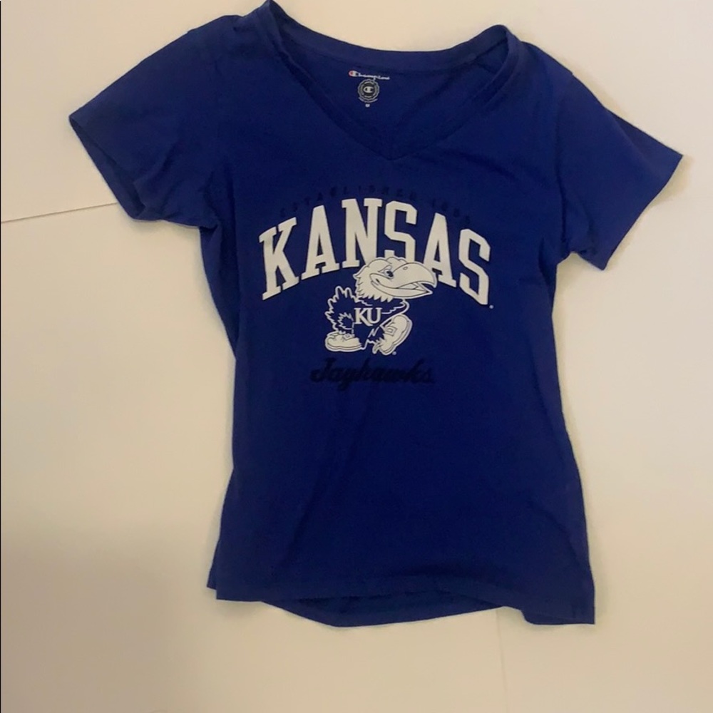 Champion blue KU t shirt